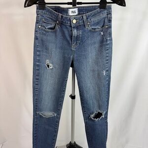PAIGE Distressed Skinny Jeans Medium Wash Women’s Size 6